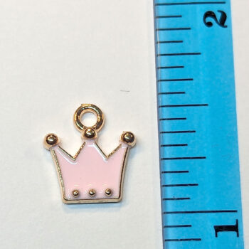 Dainty Pink Crown Enamel Charm Gold - Image 4