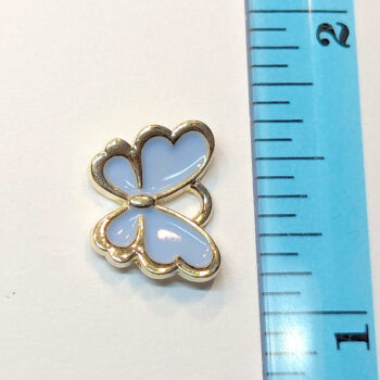 Small Steel Blue Butterfly Enamel Charm Gold - Image 2