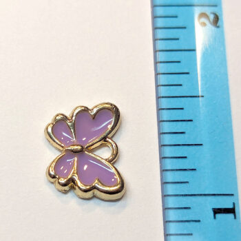 Small Purple Butterfly Enamel Charm Gold - Image 2