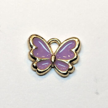 Small Purple Butterfly Enamel Charm Gold