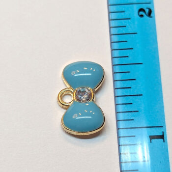 Blue Bow With Rhinestone Enamel Charm Gold - Image 2