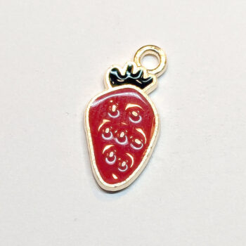 Red Strawberry Enamel Charm Gold - Image 4