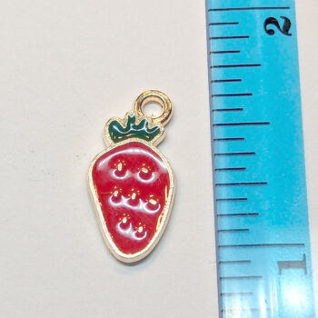 Red Strawberry Enamel Charm Gold - Image 5