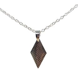 Sterling Silver Necklaces With Textured Diamond 18"