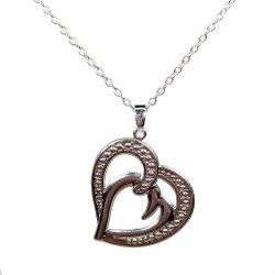 Sterling Silver Necklaces Large Lightweight Double Heart 18"