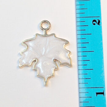 White Maple Leaf Enamel Charm Gold - Image 2