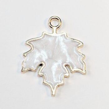 White Maple Leaf Enamel Charm Gold