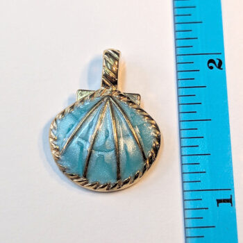 Decorative Blue Scallop Shell Enamel Charm Gold - Image 2