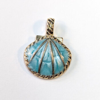 Decorative Blue Scallop Shell Enamel Charm Gold