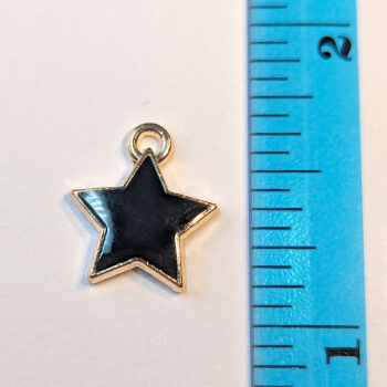 Small Black Star Enamel Charm Gold - Image 3