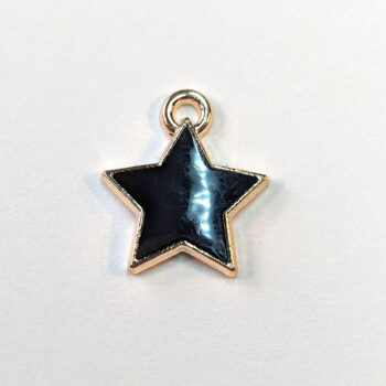 Small Black Star Enamel Charm Gold