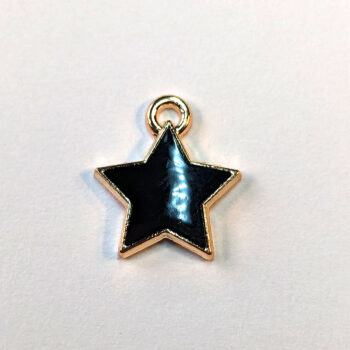 Small Black Star Enamel Charm Gold - Image 2