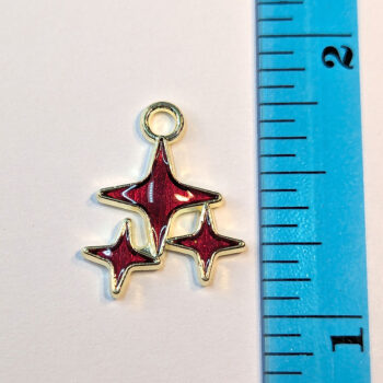 Three Red Stars Enamel Charm Gold - Image 2