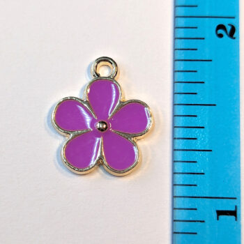 Purple Daisy Flower Enamel Charm Gold - Image 2