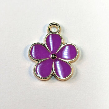 Purple Daisy Flower Enamel Charm Gold