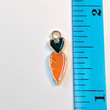 Orange Carrot Vegetable Enamel Charm Gold - Image 2