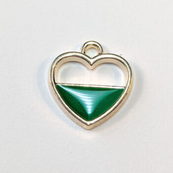 Green Half Heart Enamel Charm Gold