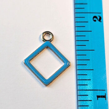 Hollow Blue Diamond Enamel Charm Gold - Image 2