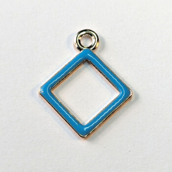 Hollow Blue Diamond Enamel Charm Gold