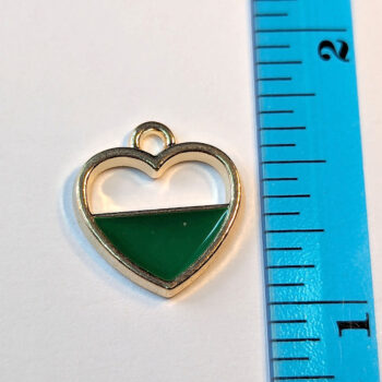 Green Half Heart Enamel Charm Gold - Image 2