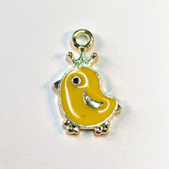 Yellow Baby Chic Bird Enamel Charm Gold