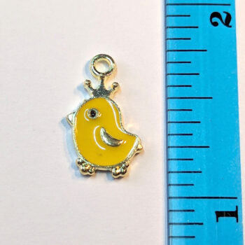 Yellow Baby Chic Bird Enamel Charm Gold - Image 2