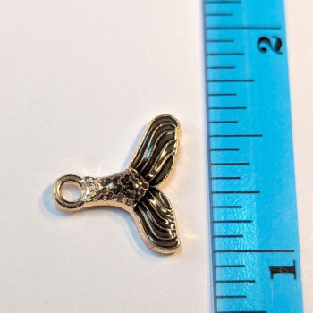 Black Grey Decorative Whale Tail Enamel Charm Gold - Image 2