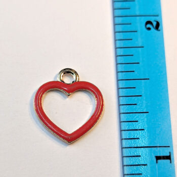 Hollow Red Heart Enamel Charm Gold - Image 2