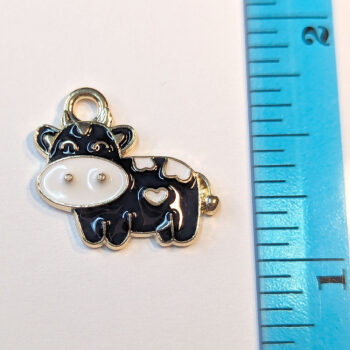 Cute Black Cow Enamel Charm Gold - Image 2