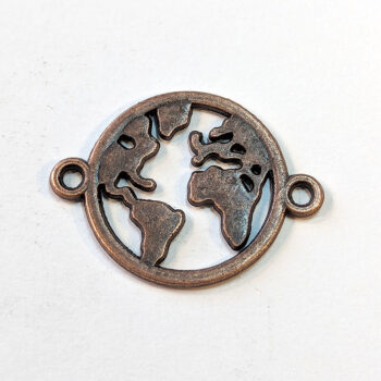 Earth World Hoop Connector Charm Antique Copper