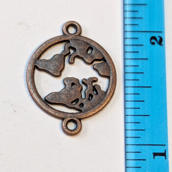 Earth World Hoop Connector Charm Antique Copper - Image 2