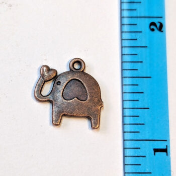 Small Cute Elephant Heart Charm Antique Copper - Image 2