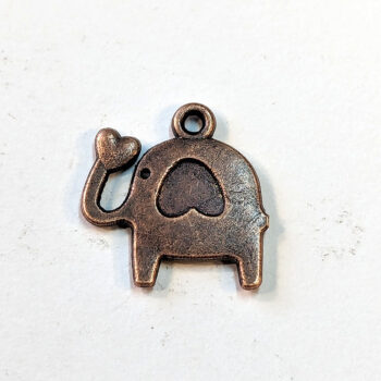 Small Cute Elephant Heart Charm Antique Copper