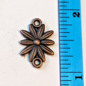 Daisy Flower Connector Charm Antique Copper - Image 2