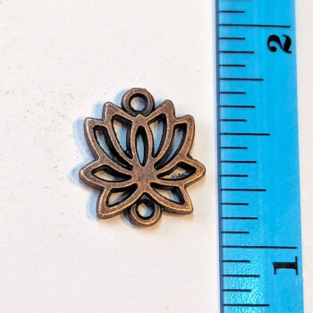 Hollow Lotus Flower Connector Charm Antique Copper - Image 2