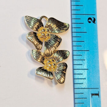 Double Cascading Orchid Flower Pendant / Connector Gold - Image 2