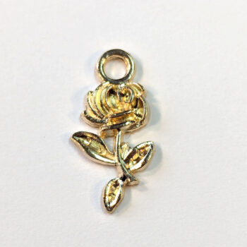 Small Long Stem Rose Flower Charm KC Gold