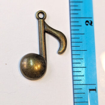 Musical Notes Eighth Note Quaver Charm Antique Bronze - Image 2