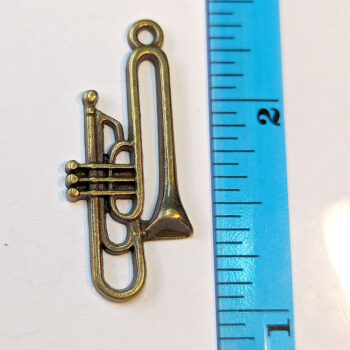 Trombone Musical Instrument Charm Antique Bronze - Image 2