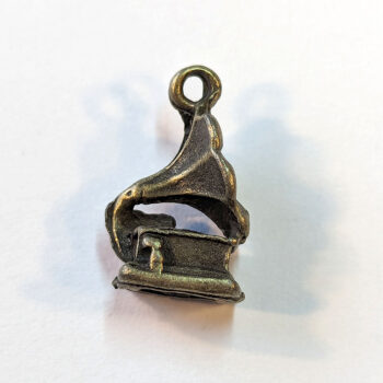 Old Fashioned Gramophone Music Player Charm Antique Bronze