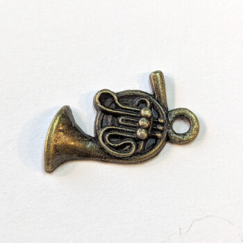 French Horn Musical Instrument Charm Antique Bronze