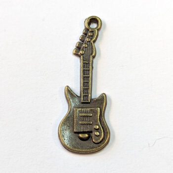 Electric Guitar Musical Instrument Charm Antique Bronze