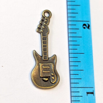 Electric Guitar Musical Instrument Charm Antique Bronze - Image 2