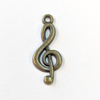 Musical Note Treble Clef Charm Antique Bronze