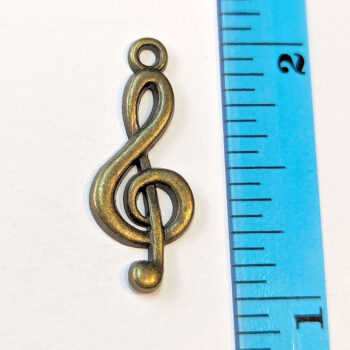 Musical Note Treble Clef Charm Antique Bronze - Image 2