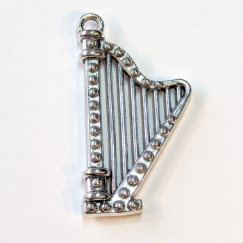 Harp Musical Instrument Charm Antique Silver