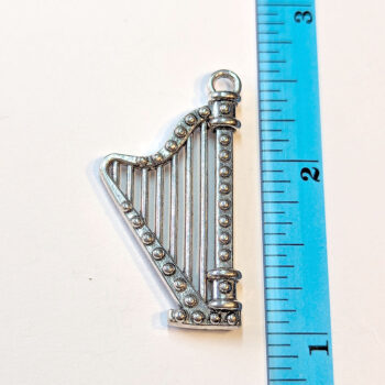 Harp Musical Instrument Charm Antique Silver - Image 2