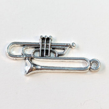 Trombone Musical Instrument Charm Antique Silver