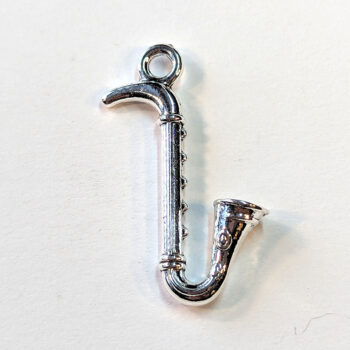 Saxophone Musical Instrument Charm Antique Silver