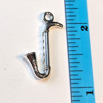 Saxophone Musical Instrument Charm Antique Silver - Image 2